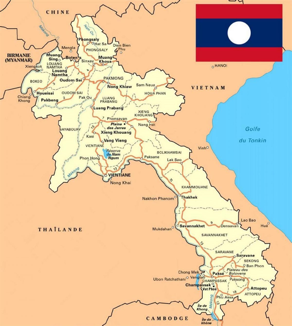 დეტალური რუკა ლაოსი