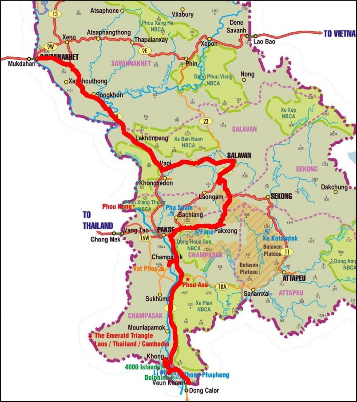 რუკა სავანაქეტი ლაოსი