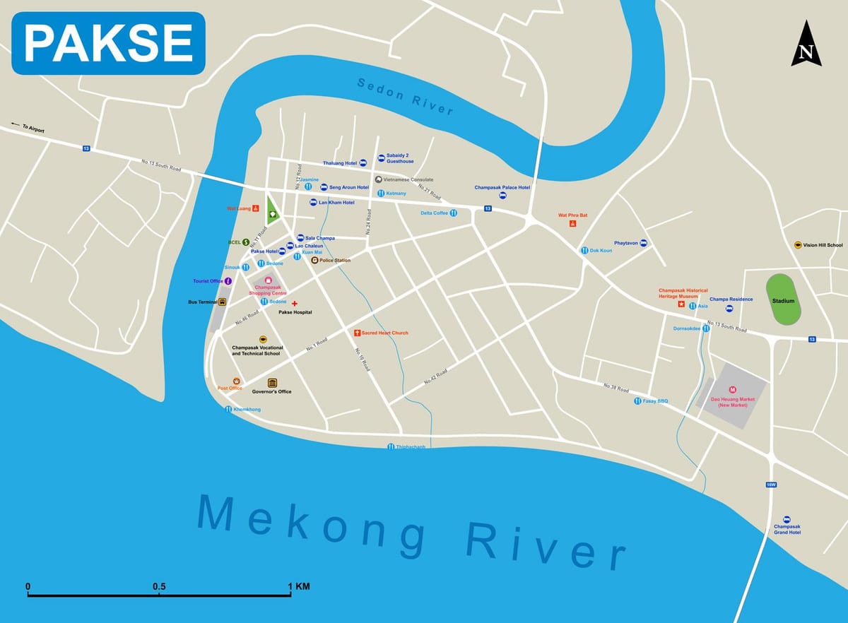pakse რუკა ლაოსი