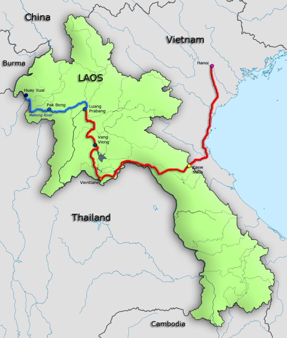 mekong მდინარე ლაოსი რუკა