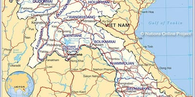 რუკა ლაოსი და მის მიმდებარე ქვეყნებში