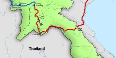 Mekong მდინარე ლაოსი რუკა